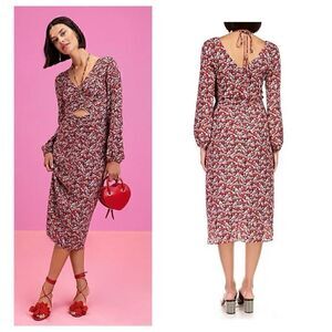 NWT Anthropologie Sanctuary 18W Chiffon Halter Neck Long Sleeve Cut Out Dress